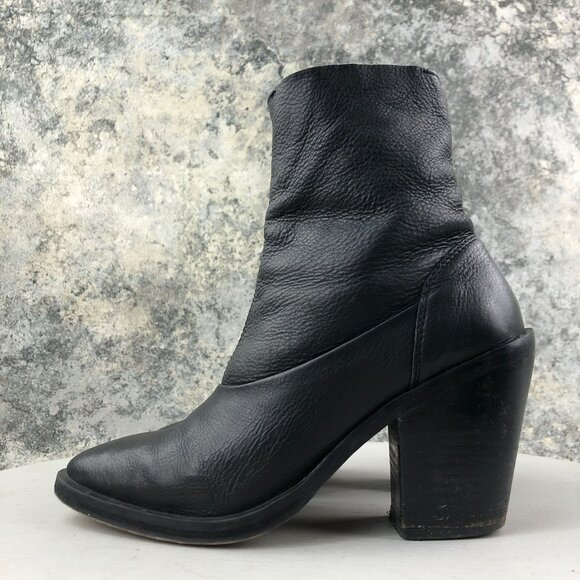 Topshop Women's Size 36** Soft Black Leather High Heel Side Zip Ankle Boots - Picture 6 of 16